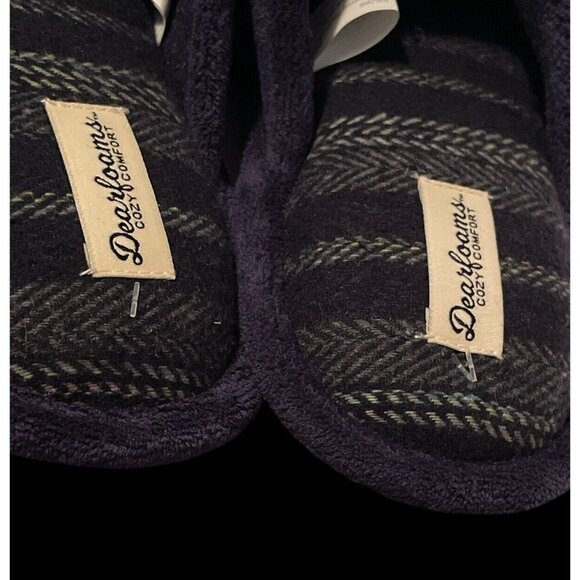 Dearfoams Mens Cozy Comfort Memory Foam Gone Fishin Slippers Size S 7/8 Blue - Picture 12 of 16